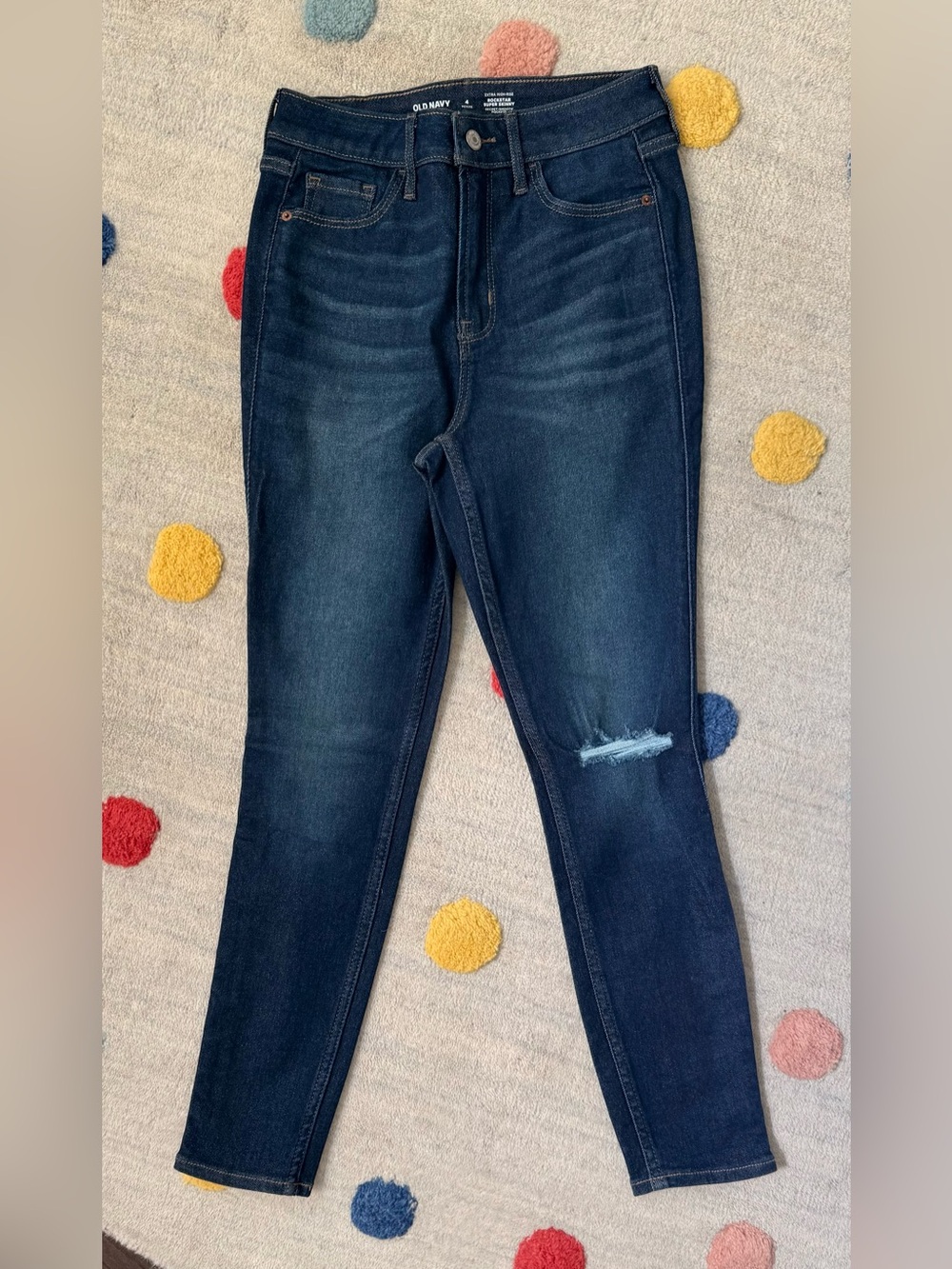 Old Navy Dark Blue Skinny Jeans with Knee Distress